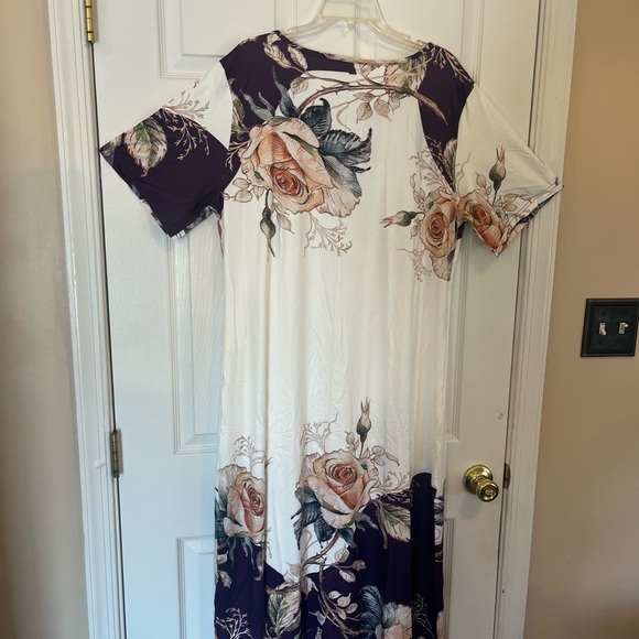 Women's Plus Size Elegant Floral Print Color Block Long Maxi Dress 18W & 22W - Picture 5 of 9